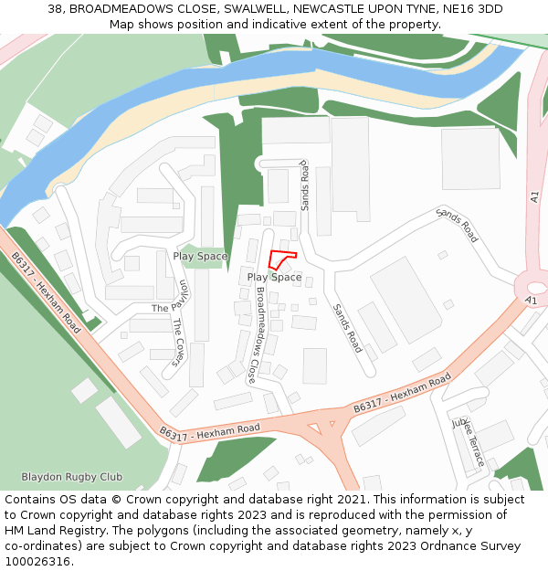 38, BROADMEADOWS CLOSE, SWALWELL, NEWCASTLE UPON TYNE, NE16 3DD: Location map and indicative extent of plot