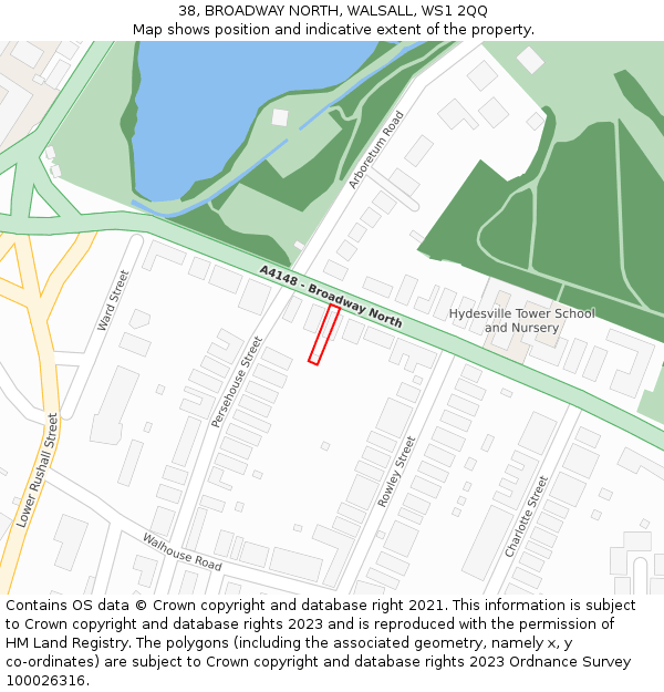 38, BROADWAY NORTH, WALSALL, WS1 2QQ: Location map and indicative extent of plot