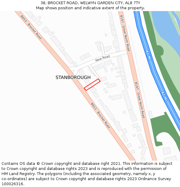 38, BROCKET ROAD, WELWYN GARDEN CITY, AL8 7TY: Location map and indicative extent of plot