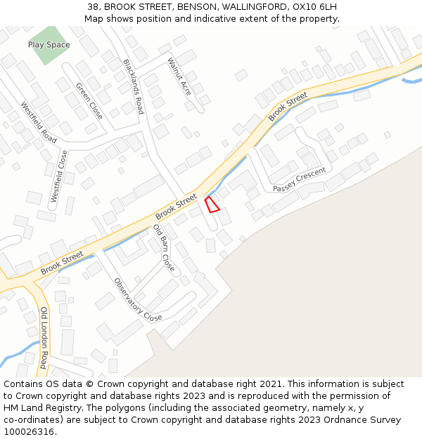 38, BROOK STREET, BENSON, WALLINGFORD, OX10 6LH: Location map and indicative extent of plot