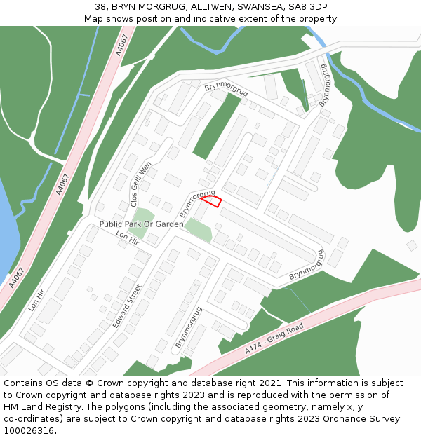 38, BRYN MORGRUG, ALLTWEN, SWANSEA, SA8 3DP: Location map and indicative extent of plot