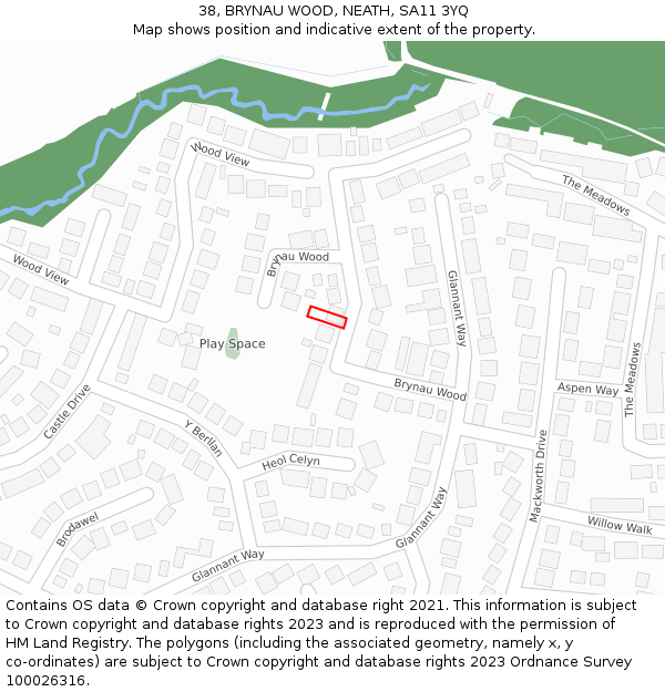 38, BRYNAU WOOD, NEATH, SA11 3YQ: Location map and indicative extent of plot