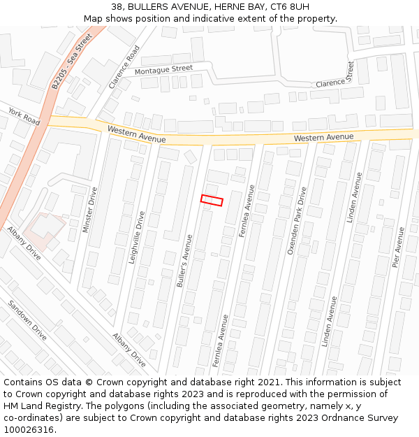 38, BULLERS AVENUE, HERNE BAY, CT6 8UH: Location map and indicative extent of plot