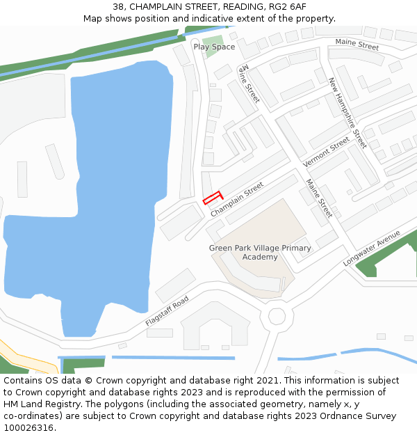 38, CHAMPLAIN STREET, READING, RG2 6AF: Location map and indicative extent of plot