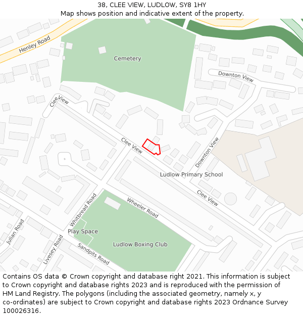 38, CLEE VIEW, LUDLOW, SY8 1HY: Location map and indicative extent of plot