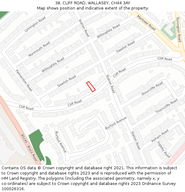 38, CLIFF ROAD, WALLASEY, CH44 3AY: Location map and indicative extent of plot