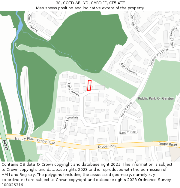 38, COED ARHYD, CARDIFF, CF5 4TZ: Location map and indicative extent of plot