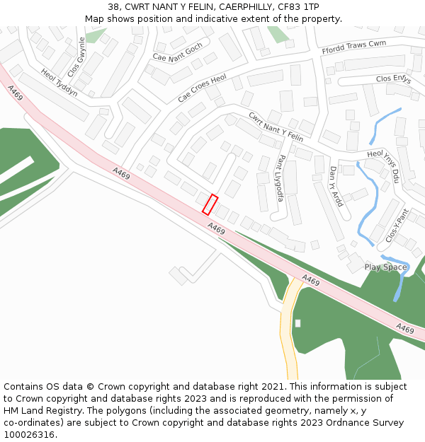 38, CWRT NANT Y FELIN, CAERPHILLY, CF83 1TP: Location map and indicative extent of plot