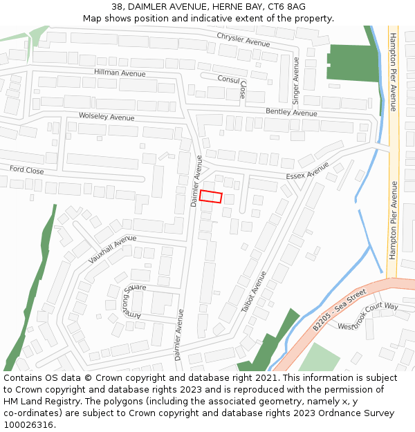 38, DAIMLER AVENUE, HERNE BAY, CT6 8AG: Location map and indicative extent of plot