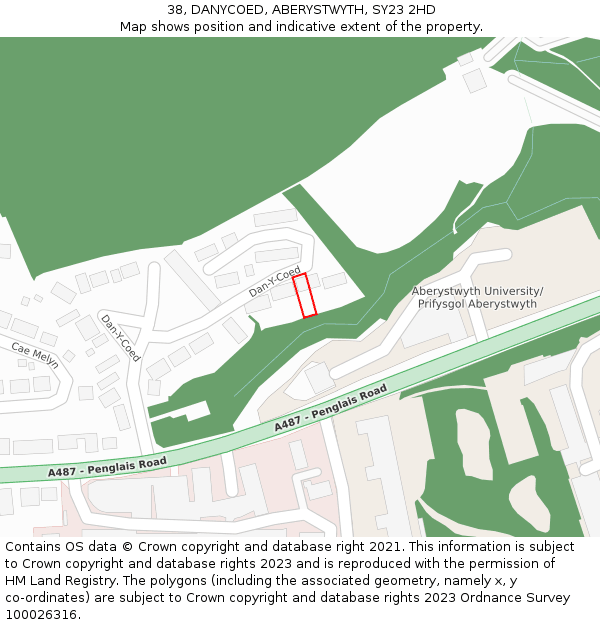 38, DANYCOED, ABERYSTWYTH, SY23 2HD: Location map and indicative extent of plot