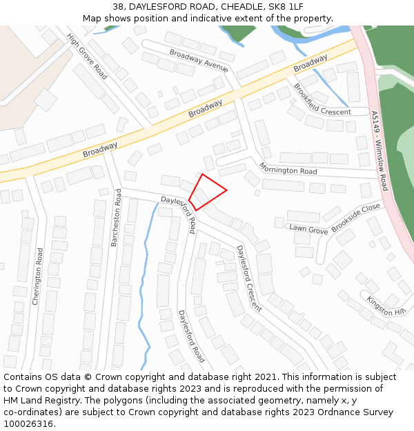 38, DAYLESFORD ROAD, CHEADLE, SK8 1LF: Location map and indicative extent of plot