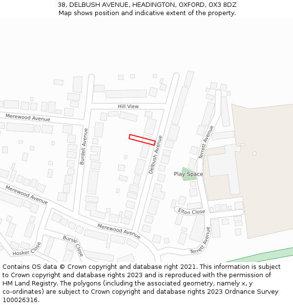 38, DELBUSH AVENUE, HEADINGTON, OXFORD, OX3 8DZ: Location map and indicative extent of plot