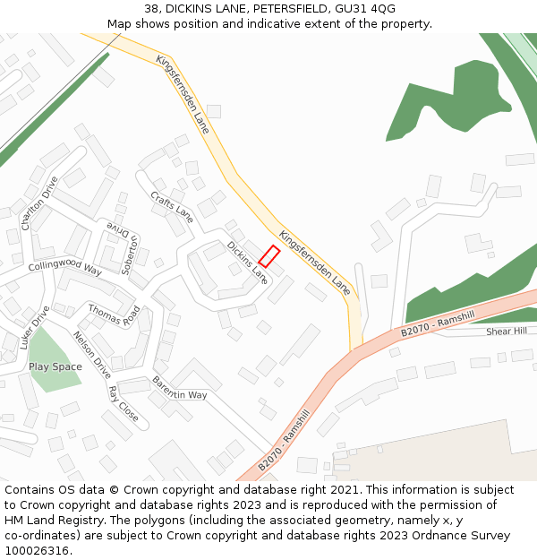 38, DICKINS LANE, PETERSFIELD, GU31 4QG: Location map and indicative extent of plot