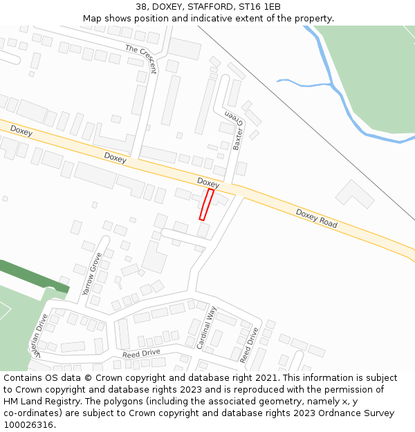 38, DOXEY, STAFFORD, ST16 1EB: Location map and indicative extent of plot