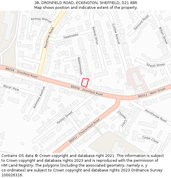 38, DRONFIELD ROAD, ECKINGTON, SHEFFIELD, S21 4BR: Location map and indicative extent of plot