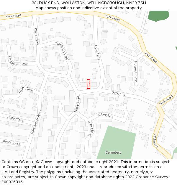38, DUCK END, WOLLASTON, WELLINGBOROUGH, NN29 7SH: Location map and indicative extent of plot