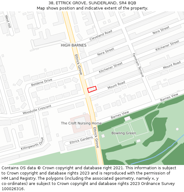 38, ETTRICK GROVE, SUNDERLAND, SR4 8QB: Location map and indicative extent of plot