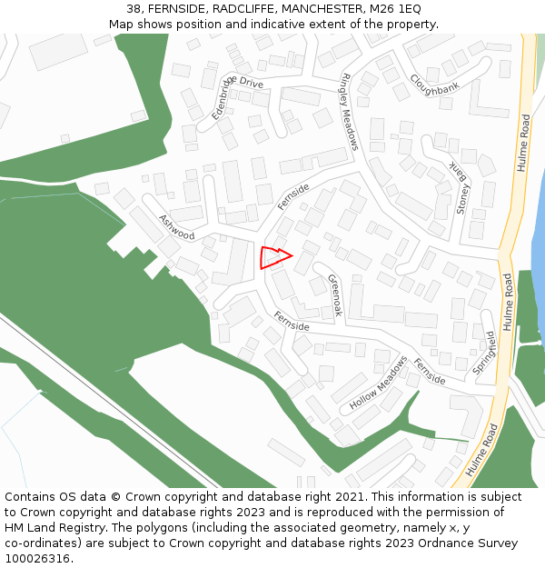 38, FERNSIDE, RADCLIFFE, MANCHESTER, M26 1EQ: Location map and indicative extent of plot