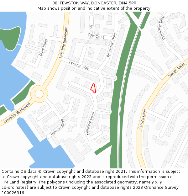 38, FEWSTON WAY, DONCASTER, DN4 5PR: Location map and indicative extent of plot