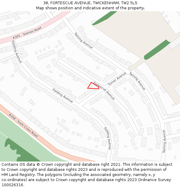 38, FORTESCUE AVENUE, TWICKENHAM, TW2 5LS: Location map and indicative extent of plot