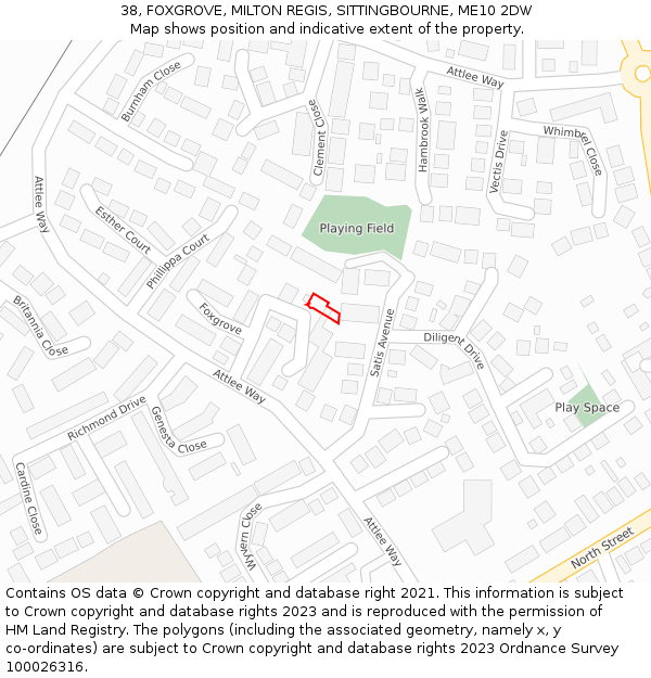 38, FOXGROVE, MILTON REGIS, SITTINGBOURNE, ME10 2DW: Location map and indicative extent of plot