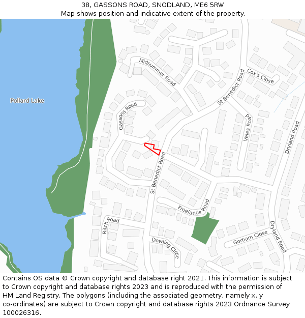 38, GASSONS ROAD, SNODLAND, ME6 5RW: Location map and indicative extent of plot