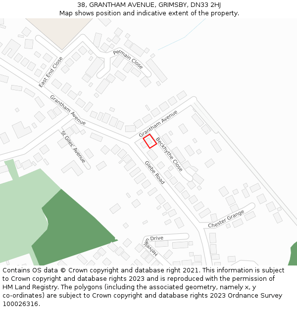 38, GRANTHAM AVENUE, GRIMSBY, DN33 2HJ: Location map and indicative extent of plot