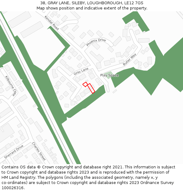 38, GRAY LANE, SILEBY, LOUGHBOROUGH, LE12 7GS: Location map and indicative extent of plot