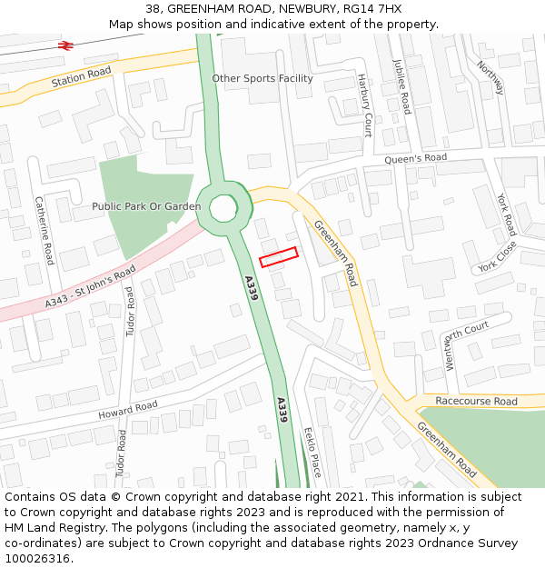 38, GREENHAM ROAD, NEWBURY, RG14 7HX: Location map and indicative extent of plot