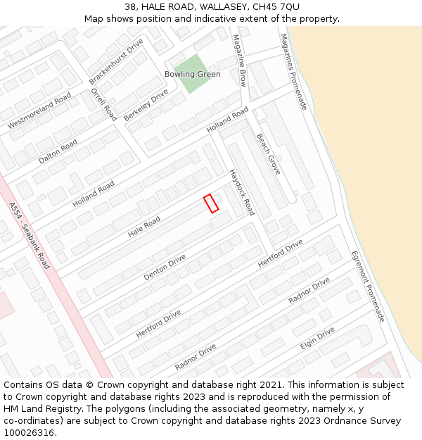 38, HALE ROAD, WALLASEY, CH45 7QU: Location map and indicative extent of plot