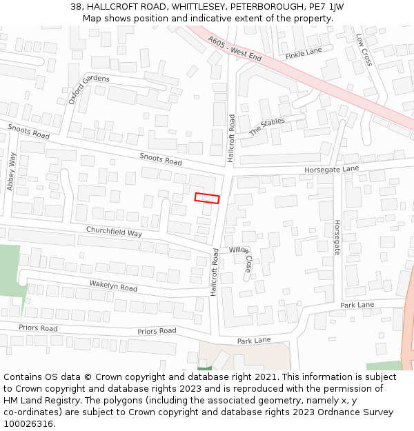 38, HALLCROFT ROAD, WHITTLESEY, PETERBOROUGH, PE7 1JW: Location map and indicative extent of plot