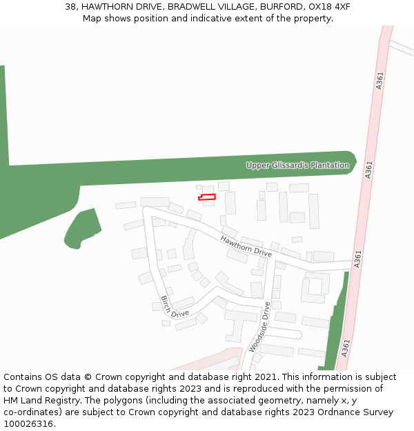 38, HAWTHORN DRIVE, BRADWELL VILLAGE, BURFORD, OX18 4XF: Location map and indicative extent of plot