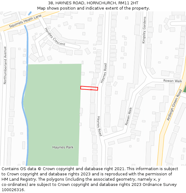 38, HAYNES ROAD, HORNCHURCH, RM11 2HT: Location map and indicative extent of plot