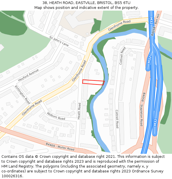 38, HEATH ROAD, EASTVILLE, BRISTOL, BS5 6TU: Location map and indicative extent of plot