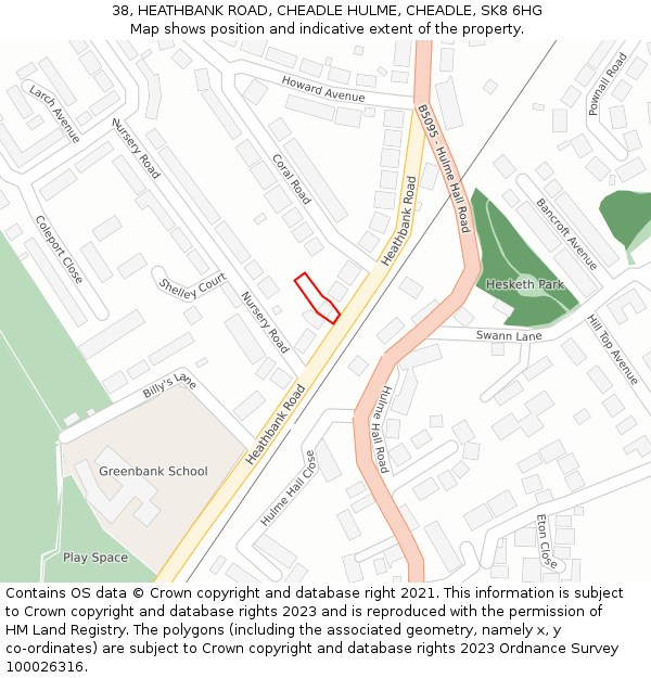 38, HEATHBANK ROAD, CHEADLE HULME, CHEADLE, SK8 6HG: Location map and indicative extent of plot