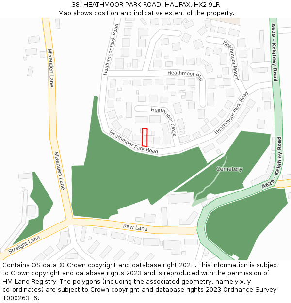 38, HEATHMOOR PARK ROAD, HALIFAX, HX2 9LR: Location map and indicative extent of plot