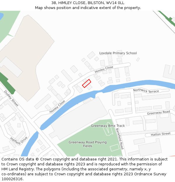 38, HIMLEY CLOSE, BILSTON, WV14 0LL: Location map and indicative extent of plot