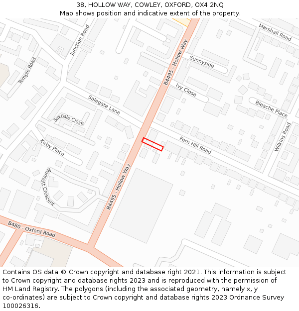 38, HOLLOW WAY, COWLEY, OXFORD, OX4 2NQ: Location map and indicative extent of plot