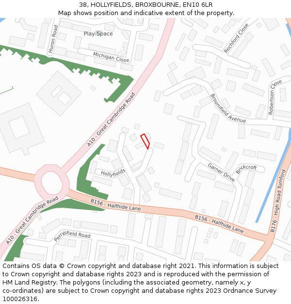 38, HOLLYFIELDS, BROXBOURNE, EN10 6LR: Location map and indicative extent of plot