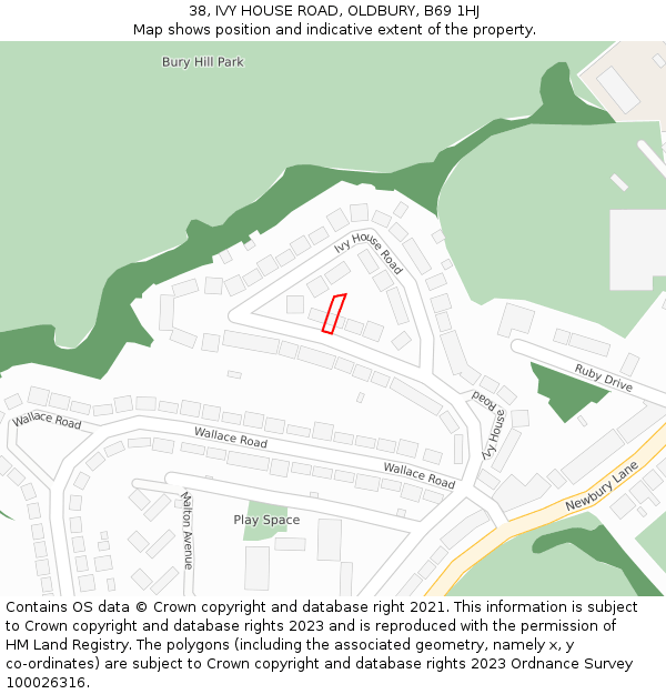 38, IVY HOUSE ROAD, OLDBURY, B69 1HJ: Location map and indicative extent of plot