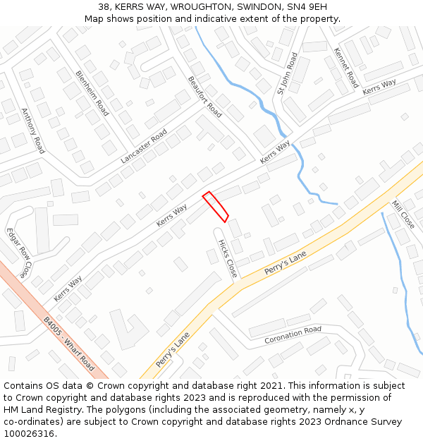 38, KERRS WAY, WROUGHTON, SWINDON, SN4 9EH: Location map and indicative extent of plot