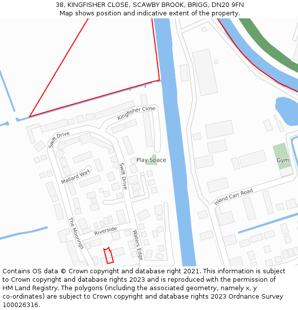 38, KINGFISHER CLOSE, SCAWBY BROOK, BRIGG, DN20 9FN: Location map and indicative extent of plot