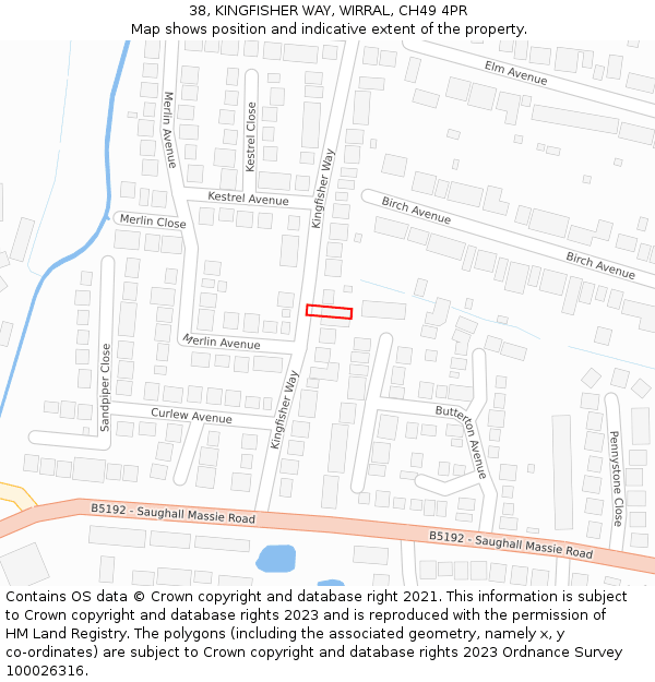 38, KINGFISHER WAY, WIRRAL, CH49 4PR: Location map and indicative extent of plot