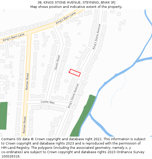 38, KINGS STONE AVENUE, STEYNING, BN44 3FJ: Location map and indicative extent of plot