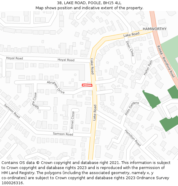 38, LAKE ROAD, POOLE, BH15 4LL: Location map and indicative extent of plot