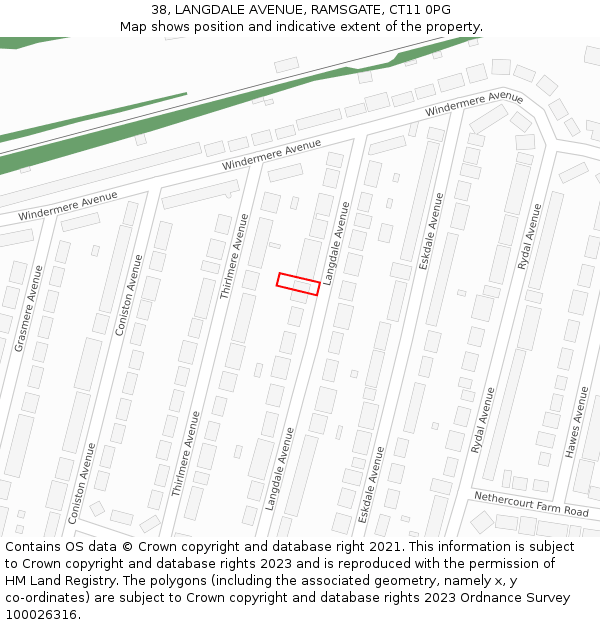 38, LANGDALE AVENUE, RAMSGATE, CT11 0PG: Location map and indicative extent of plot