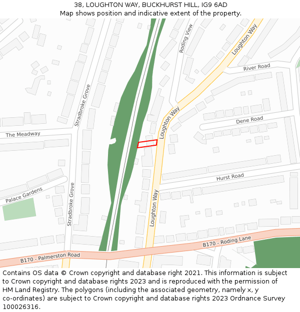 38, LOUGHTON WAY, BUCKHURST HILL, IG9 6AD: Location map and indicative extent of plot