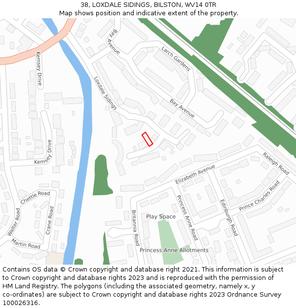 38, LOXDALE SIDINGS, BILSTON, WV14 0TR: Location map and indicative extent of plot