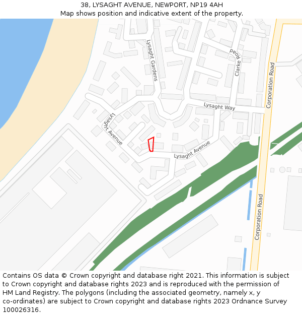 38, LYSAGHT AVENUE, NEWPORT, NP19 4AH: Location map and indicative extent of plot