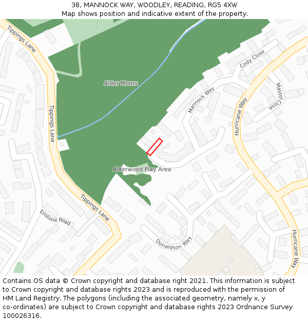 38, MANNOCK WAY, WOODLEY, READING, RG5 4XW: Location map and indicative extent of plot